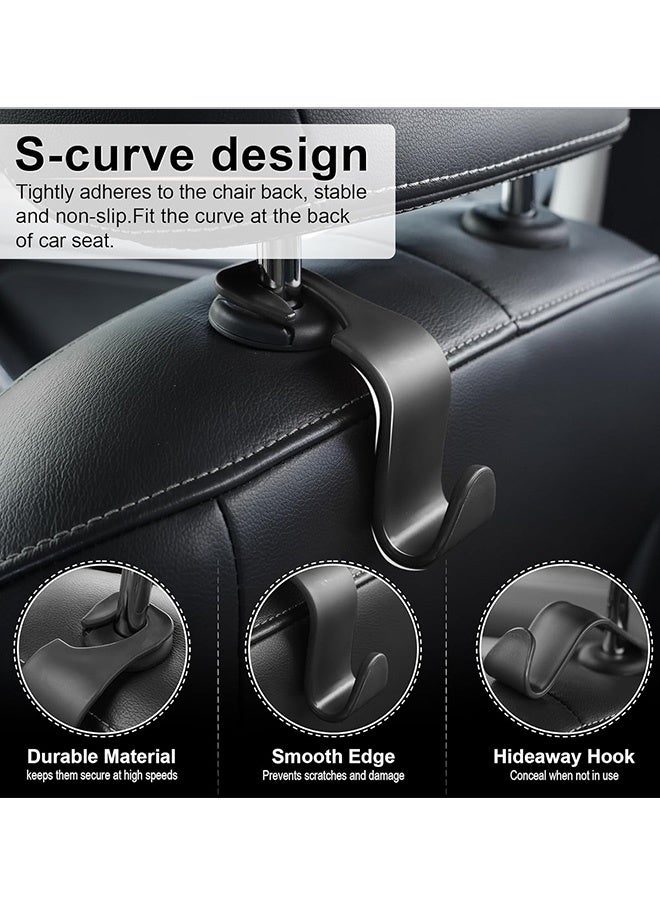 6 قطع من خطافات مسند الرأس للسيارة باللون الأسود خطافات لتنظيم المقعد الخلفي منظم التخزين إكسسوارات داخلية شماعات حقائب شديدة التحمل للمحافظ والحقائب وأكياس البقالة والألعاب مناسبة لجميع أنواع السيارات والشاحنات وسيارات الدفع الرباعي والشاحنات الصغيرة - Image 3